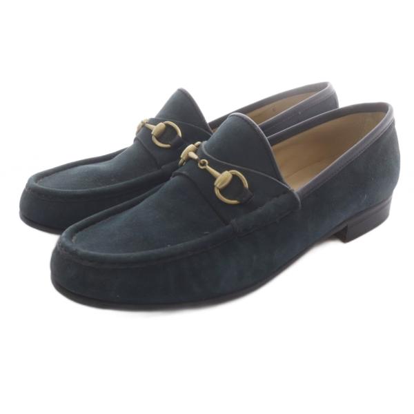 グッチ GUCCI パンプス スエード ホースビット 38C 緑 グリーン /SR ■GY18 レデ...