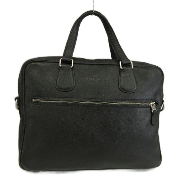 コーチ COACH ハドソン ビジネスバック ブリーフケース クロスグレインレザー ロゴ 黒 ブラッ...