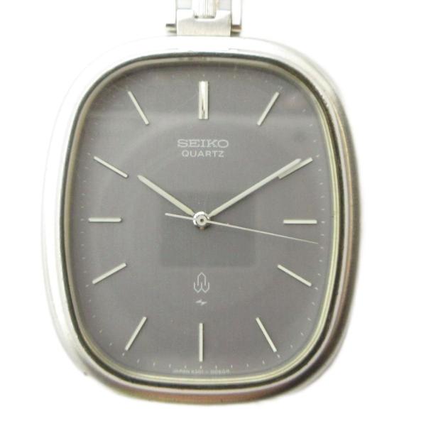 セイコー SEIKO ジャンク品 4301-0080R 懐中時計 クォーツ ウォッチ ロゴ シルバー...