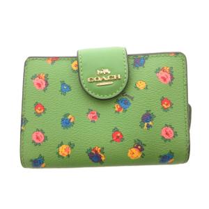 コーチ COACH 二つ折り財布 ウォレット 小銭入れあり 花柄 レザー ロゴ 緑 グリーン C9934 /FF ■GY18 レディース
