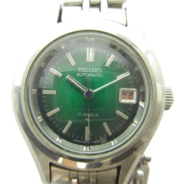 セイコー SEIKO ジャンク品 2205-0690 腕時計 ウォッチ 自動巻き 緑文字盤 カレンダ...