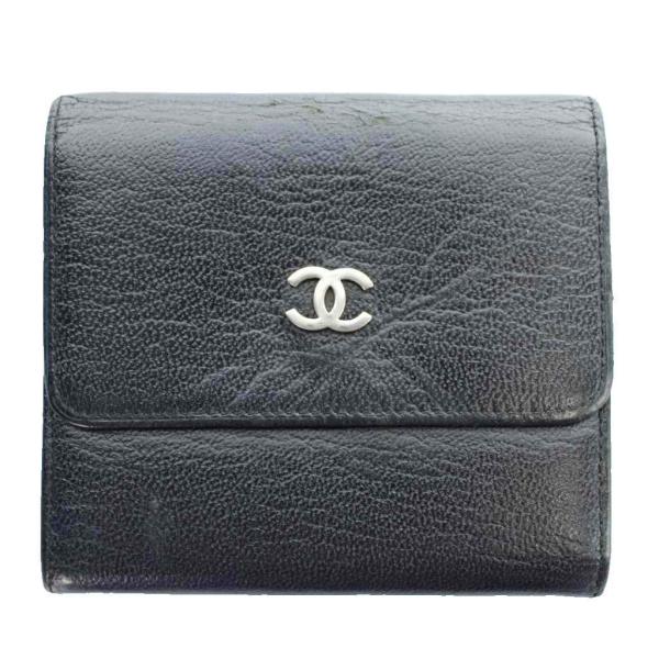シャネル CHANEL 三つ折り財布 Wホック コンパクトウォレット 小銭入れあり レザー ココマー...