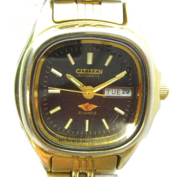 シチズン CITIZEN 6651-0781 腕時計 自動巻き ウォッチ カレンダー付き 黒文字盤 ...