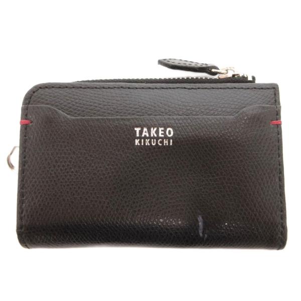 タケオキクチ TAKEO KIKUCHI キーケース 小銭入れ ウォレット レザー 4連 黒 ブラッ...
