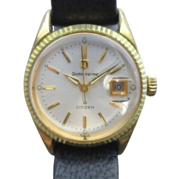 シチズン CITIZEN 腕時計 手巻き ウォッチ レザーベルト ゴールド色 ■GY18 /MQ レ...