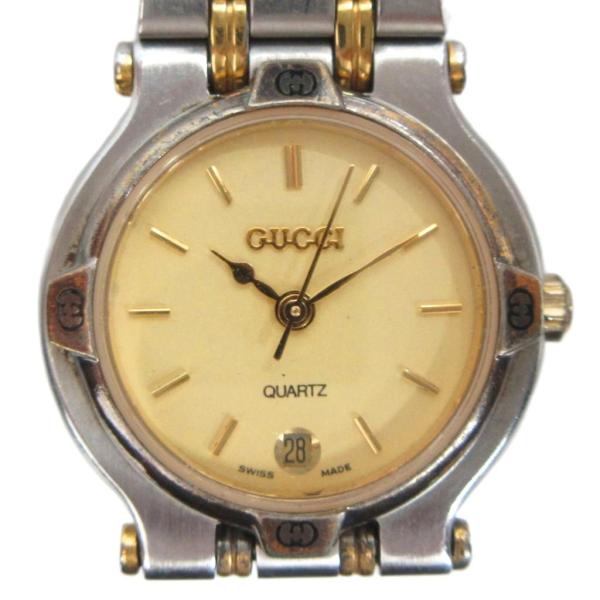 グッチ GUCCI 9000L 腕時計 ウォッチ クォーツ カレンダー付き デイト ゴールド色 ■G...