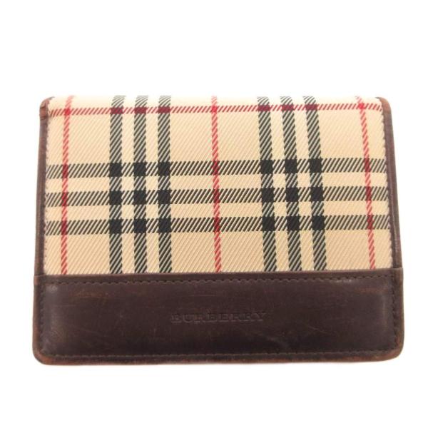 バーバリー BURBERRY 二つ折り財布 ウォレット 小銭入れあり ノバチェック柄 ロゴ レザー ...