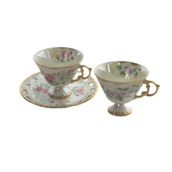 大橋陶器 Golden Fantasy カップ ソーサーセット 花柄 2客 ロゴ 食器 マルチカラー...