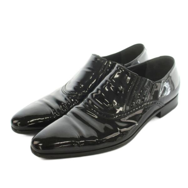 グッチ GUCCI ドレスシューズ ロゴ エナメル 9.5 28.5cm 黒 ブラック /MI ■G...