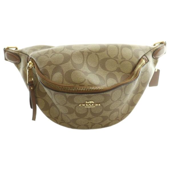 コーチ COACH F48740 ボディバッグ ウエストバッグ PVC シグネチャー ロゴ 茶 ブラ...