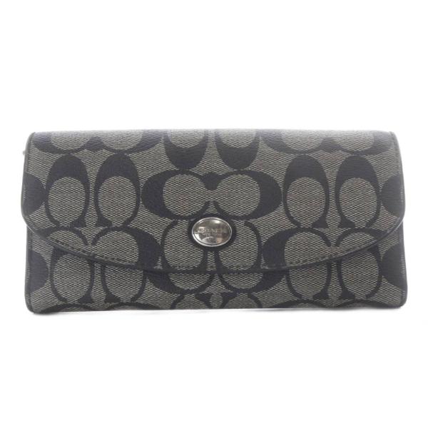 コーチ COACH 長財布 小銭入れあり シグネチャー 黒 ブラック グレー F49154 /SR ...