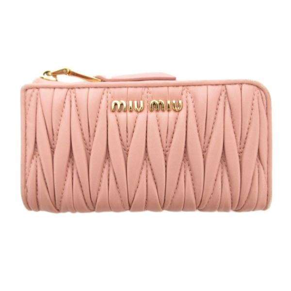 ミュウミュウ miumiu マテラッセ 小銭入れ コインケース L字ファスナー レザー キルティング...