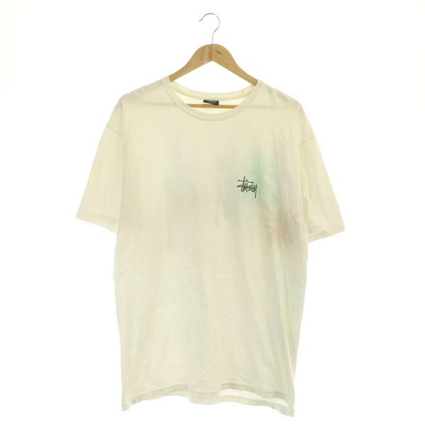 ステューシー STUSSY Tシャツ 半袖 クルーネック コットン ロゴプリント L アイボリー /...