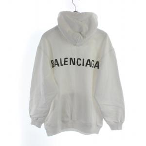 バレンシアガ BALENCIAGA パーカー トレーナー プルオーバー フード 背面ロゴプリント XS 白 ホワイト 518215 TAV37 ■GY18 ■OH｜vectorpremium