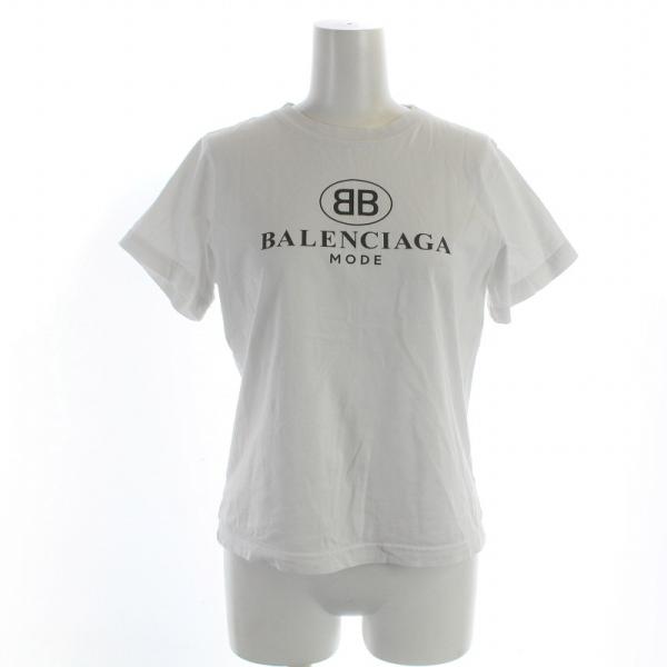 バレンシアガ BALENCIAGA Tシャツ カットソー 半袖 クルーネック ロゴ M 白 ホワイト...