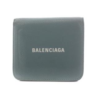 バレンシアガ BALENCIAGA 二つ折り財布 ミニウォレット ロゴ レザー 水色 ライトブルー 594216 /AQ ■GY19 レディース｜vectorpremium