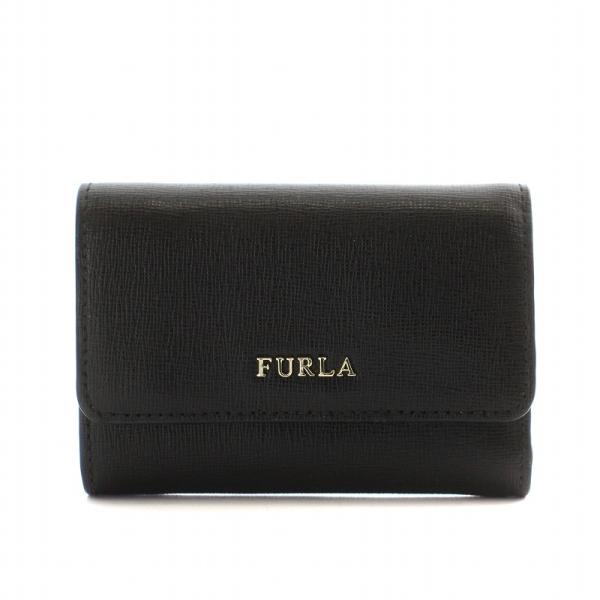 フルラ FURLA 三つ折り財布 ミニウォレット バビロン ロゴ ゴールド金具 レザー 黒 ブラック...