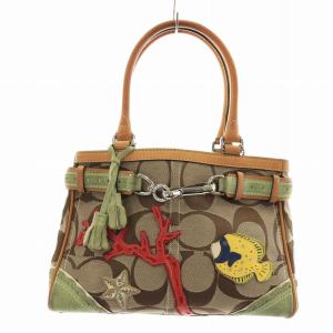 コーチ COACH ハンドバッグ アプリック ミディアム キャリーオール 魚柄 シグネチャー キャン...