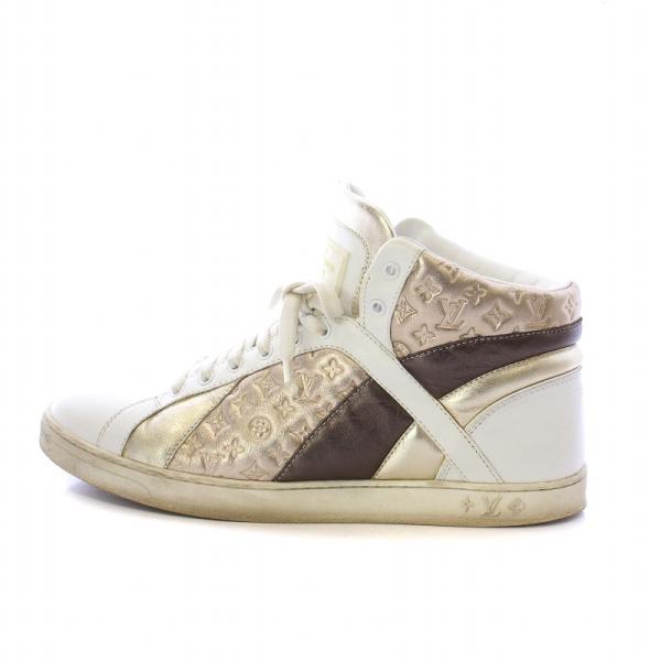 ルイヴィトン Leather Sydney Sneakers White/Gold ハイカットスニー...