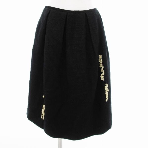 オットー OTTO スカート ひざ丈 タック レースデザイン アルパカ混 9 黒 /JS レディース