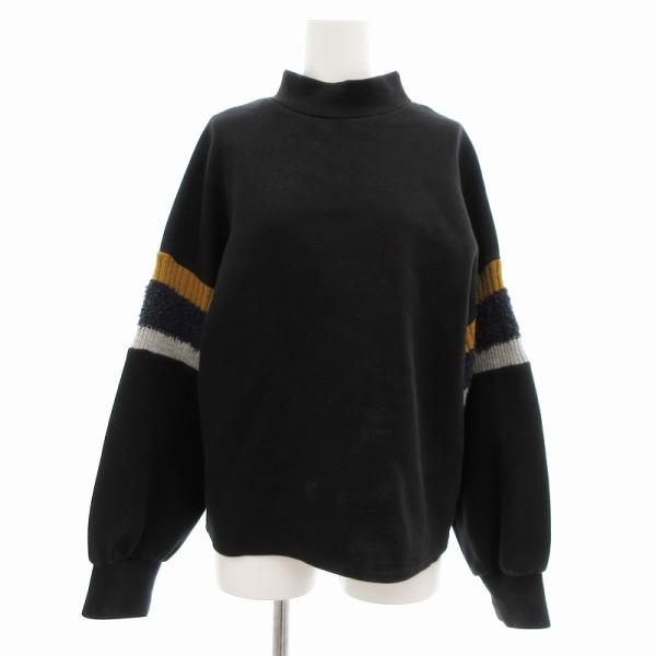 シンプリシテェ SIMPLICITE スウェット トレーナー 切替 ニット ハイネック 長袖 F 黒...