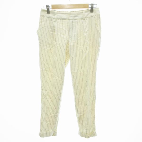 ロートレアモン LAUTREAMONT パンツ スラックス 裾ダブル ピンストライプ 38 アイボリ...