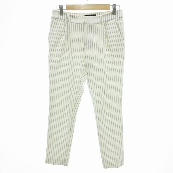 ノーブル NOBLE パンツ スラックス ピンストライプ メルトン生地 36 白 黒 /JS レディ...