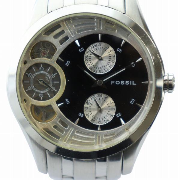 フォッシル FOSSIL ジャンク品 腕時計 ウォッチ 自動巻き クロノグラフ シルバー色 ME-1...