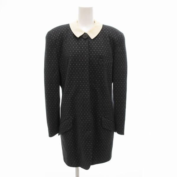 クリッツィア KRIZIA ヴィンテージ ジャケット ラウンドカラー 総柄 シルク混 40 グレー ...