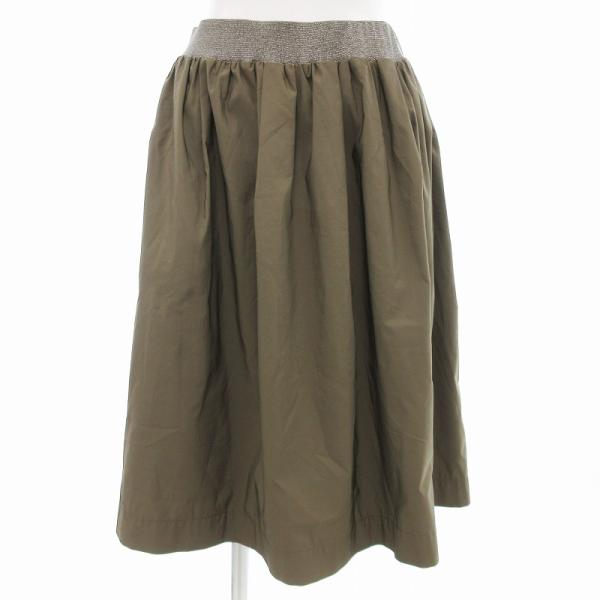 モナブル MONABLE フレアスカート ひざ丈 ギャザー 36 茶 ブラウン /JS レディース