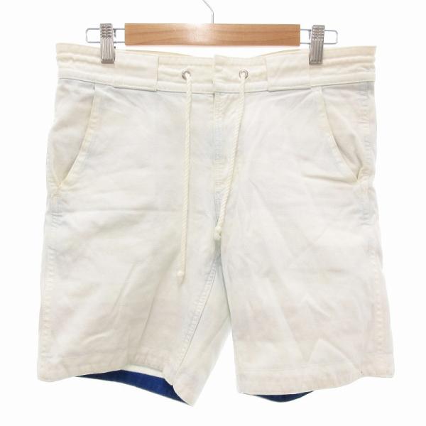 ブルーブルー BLUE BLUE ハーフパンツ ショーツ 裏地ボーダー 2 白 ホワイト /JS メ...