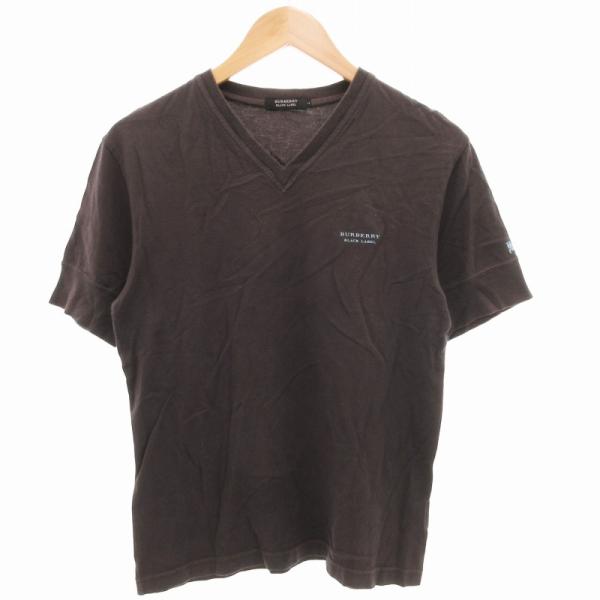 バーバリーブラックレーベル BURBERRY BLACK LABEL Tシャツ Vネック ホース刺繍...