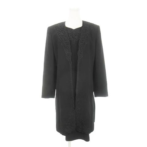 トラント ブラックフォーマル セットアップ 2点セット ノーカラージャケット ワンピース テープデザ...