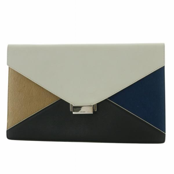 セリーヌ CELINE ダイアモンドクラッチ クラッチバッグ セカンドバッグ ハラコ レザー ロゴ ...