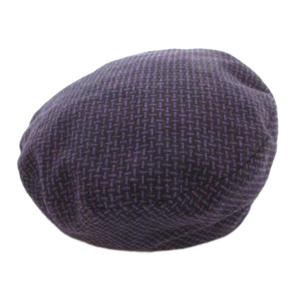 プットオン Put on ベレー帽 帽子 総柄 フリンジ 58 紫 パープル 黒 ブラック /NU ...