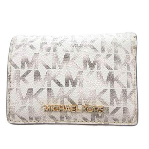 マイケルコース MICHAEL KORS ミニ財布 三つ折り ベージュ MKシグネチャー 総柄 ロゴ...