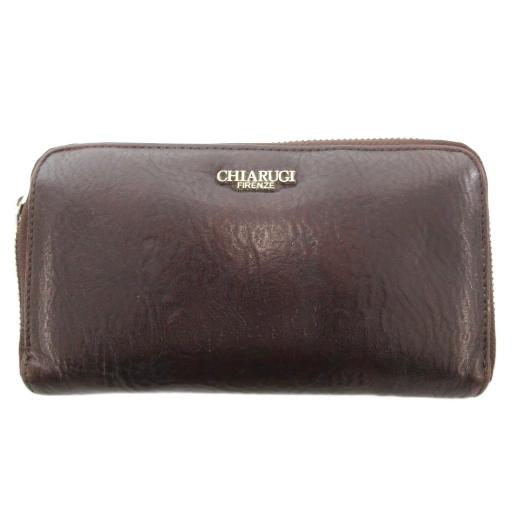 キアルージ CHIARUGI 長財布 ウォレット ロゴ レザー 本革 ダークブラウン AE メンズ