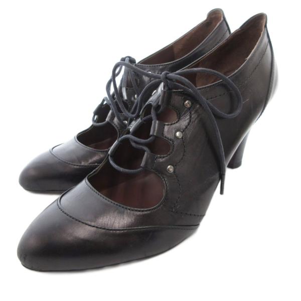 マドラス MADRAS パンプス レースアップ レザー 22.5cm 黒 ブラック /JS レディー...