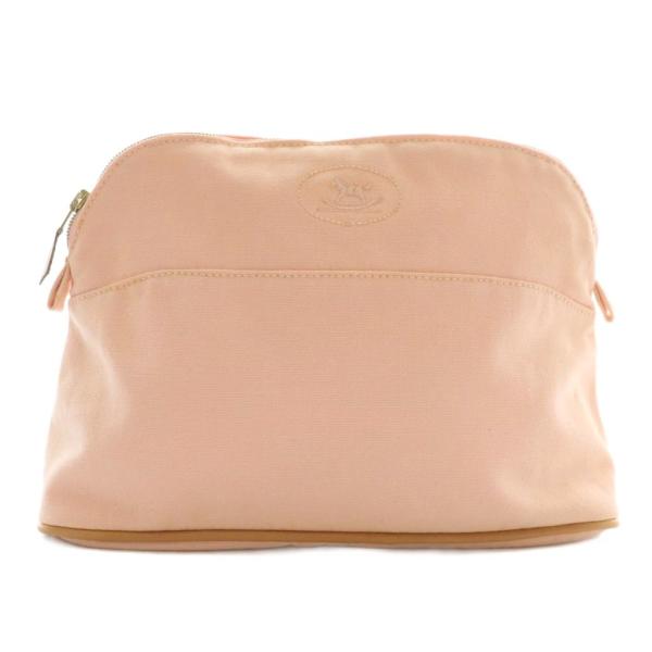 エルメス HERMES ポリードポーチ 化粧ポーチ 小物入れ キャンバス ロゴ 刺繍 ピンク /XZ...