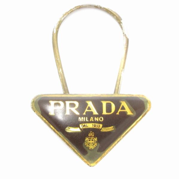 プラダ PRADA M285 キーホルダー キーリング チャーム 三角 トライアングル プレート メ...