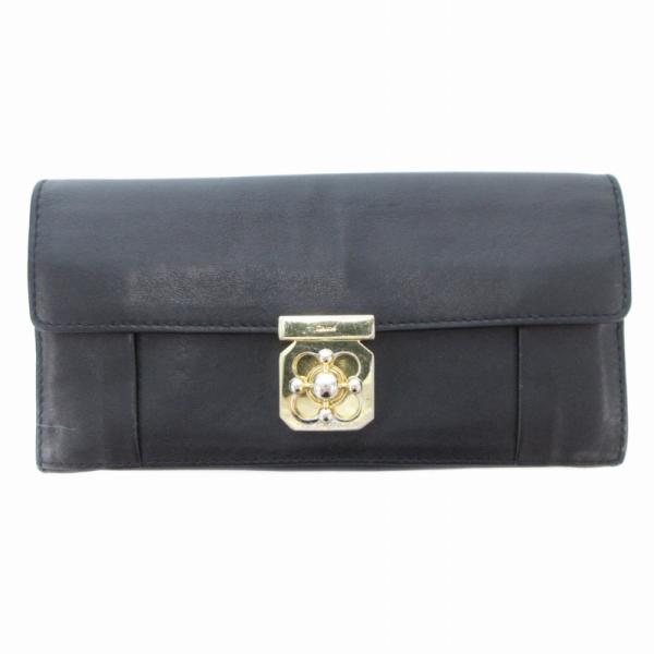 シーバイクロエ SEE BY CHLOE 長財布 ウォレット 小銭入れ無し レザー 黒 ブラック /...