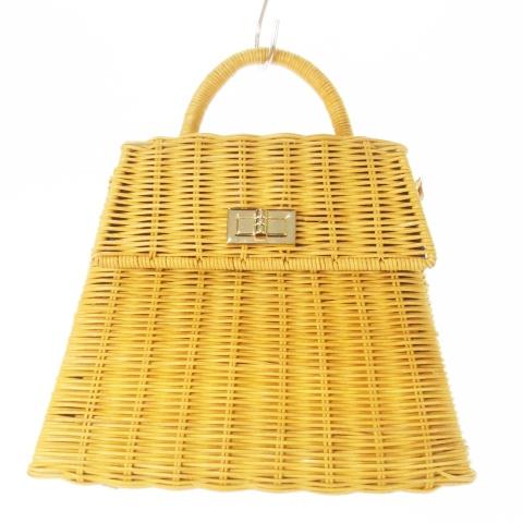 アメリ AMERI かごバッグ ハンドバッグ 2way ショルダーバッグ 天然素材 レザー 革 茶 ...