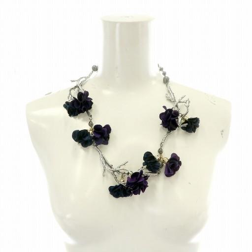 トモキッシマ TOMOKISSIMA ネックレス フラワーモチーフ 銀 シルバー 紫 パープル 金 ...