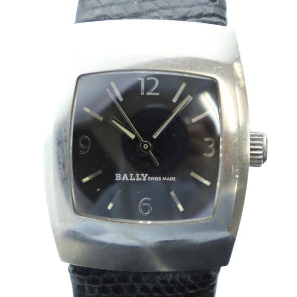 バリー BALLY 腕時計 ウォッチ クォーツ スクエア 黒文字盤 レザーベルト シルバー色 F16...