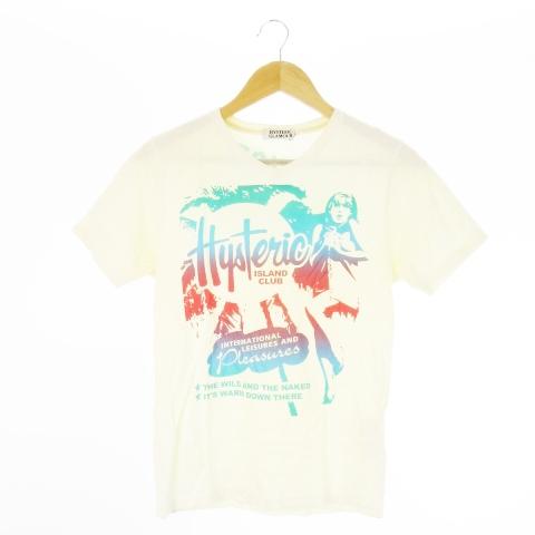 ヒステリックグラマー HYSTERIC GLAMOUR Tシャツ Vネック 半袖 ガールプリント ロ...