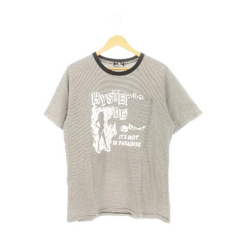 HYSTERIC GLAMOUR 半袖Tシャツ ラウンドネック ガールプリント デビル ロゴ ポケッ...