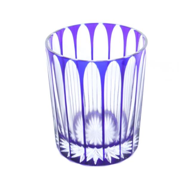 天満切子 十六縞TYPE2 ロックグラス 無鉛ガラス 切子グラス コップ 食器 青 ブルー ■GY3...