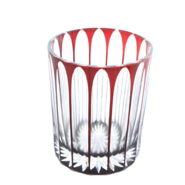 天満切子 十六縞TYPE2 ロックグラス 無鉛ガラス 切子グラス コップ 食器 赤 レッド ■GY3...