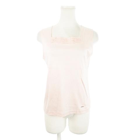 未使用品 クレージュ courreges タンクトップ ノースリーブカットソー タック ビーズ刺繍 ...