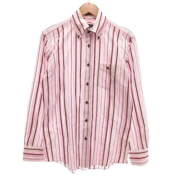 バーバリーブラックレーベル BURBERRY BLACK LABEL シャツ 長袖 ストライプ ロゴ...